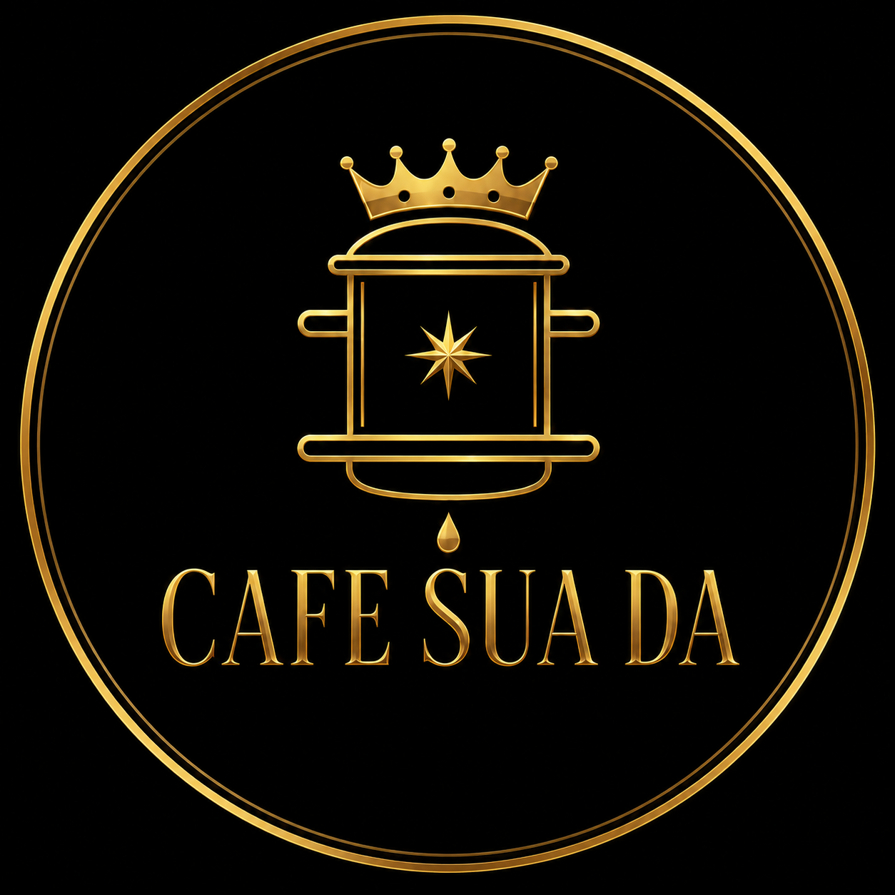 CAFE SUA DA logo with crown, phin, and drop