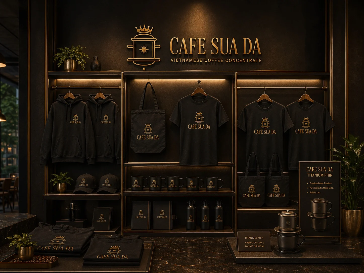 CAFE SUA DA merch wall